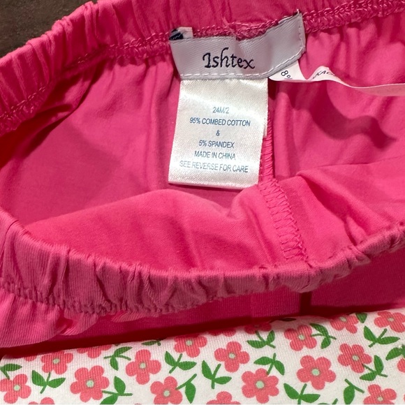 ISHTEX Pink/White Floral Girl's short set NWT size 24m/2Y - Picture 11 of 14